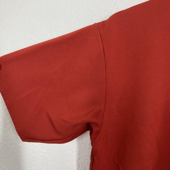 Acne Studios Shirt Mens Large Red NAVID Mock Neck Logo Collar Designer Tee - Picture 6 of 16